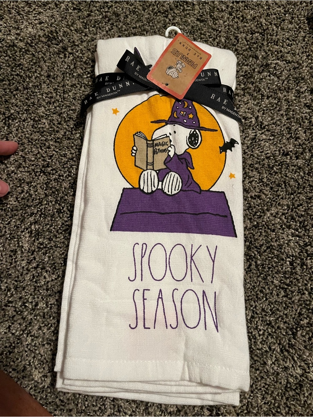 Rae Dunn Peanuts Halloween kitchen hand towels